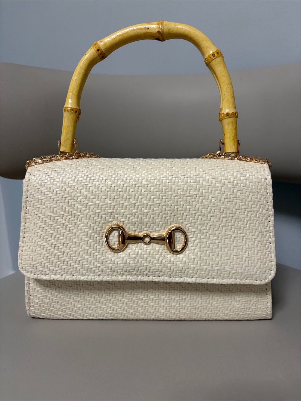 NWT Tommy Bahama Natural Horsebit Crossbody Clutch Bamboo Handle AZ8716